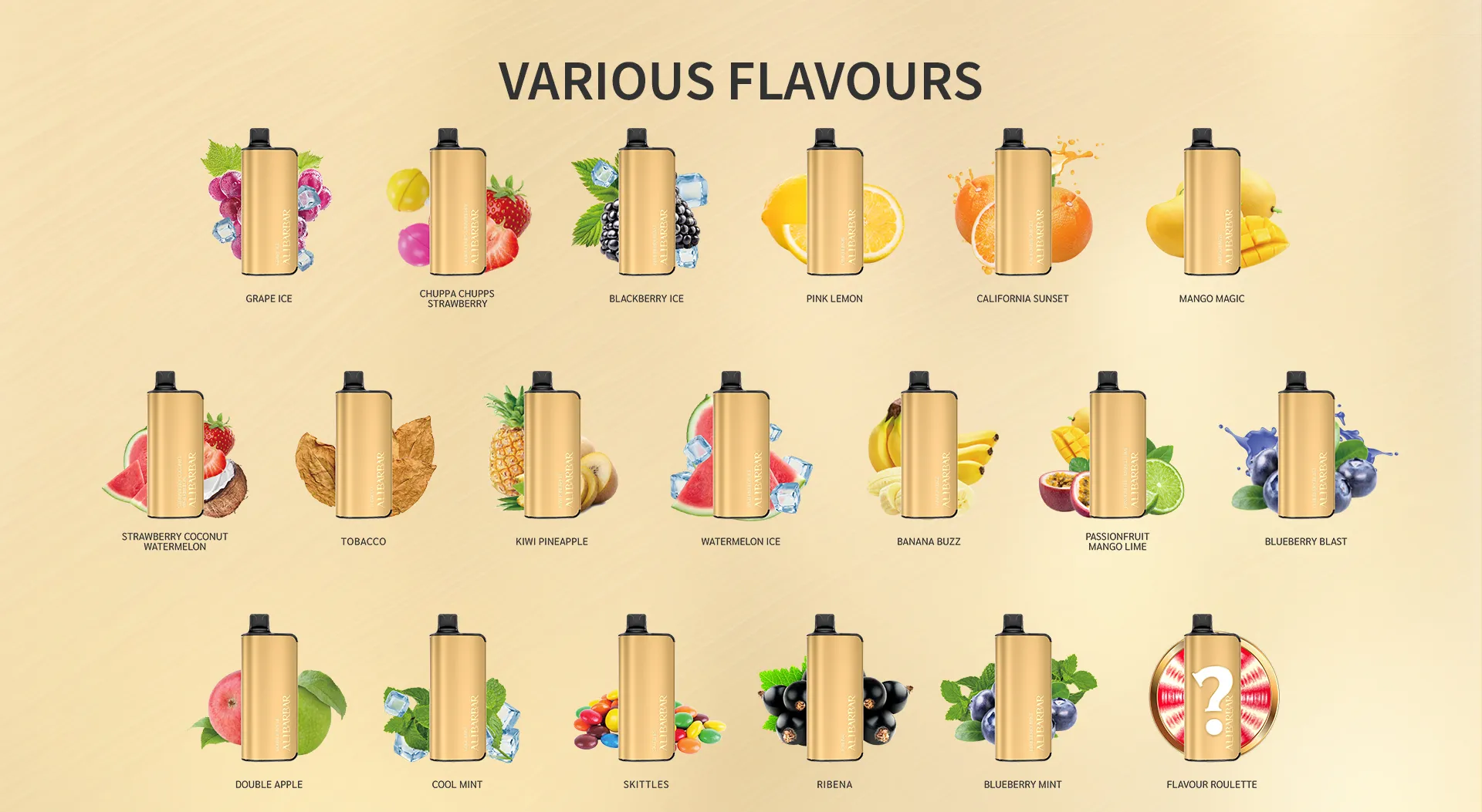 ALIBARBAR INGOT 9000 range of flavours