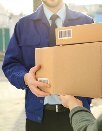 A parcel being delivered
